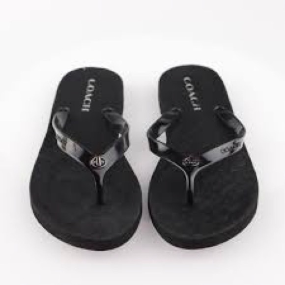 Coach Abbigail Black Women's TurnLock Logo Flip-Flop - Picture 1 of 8